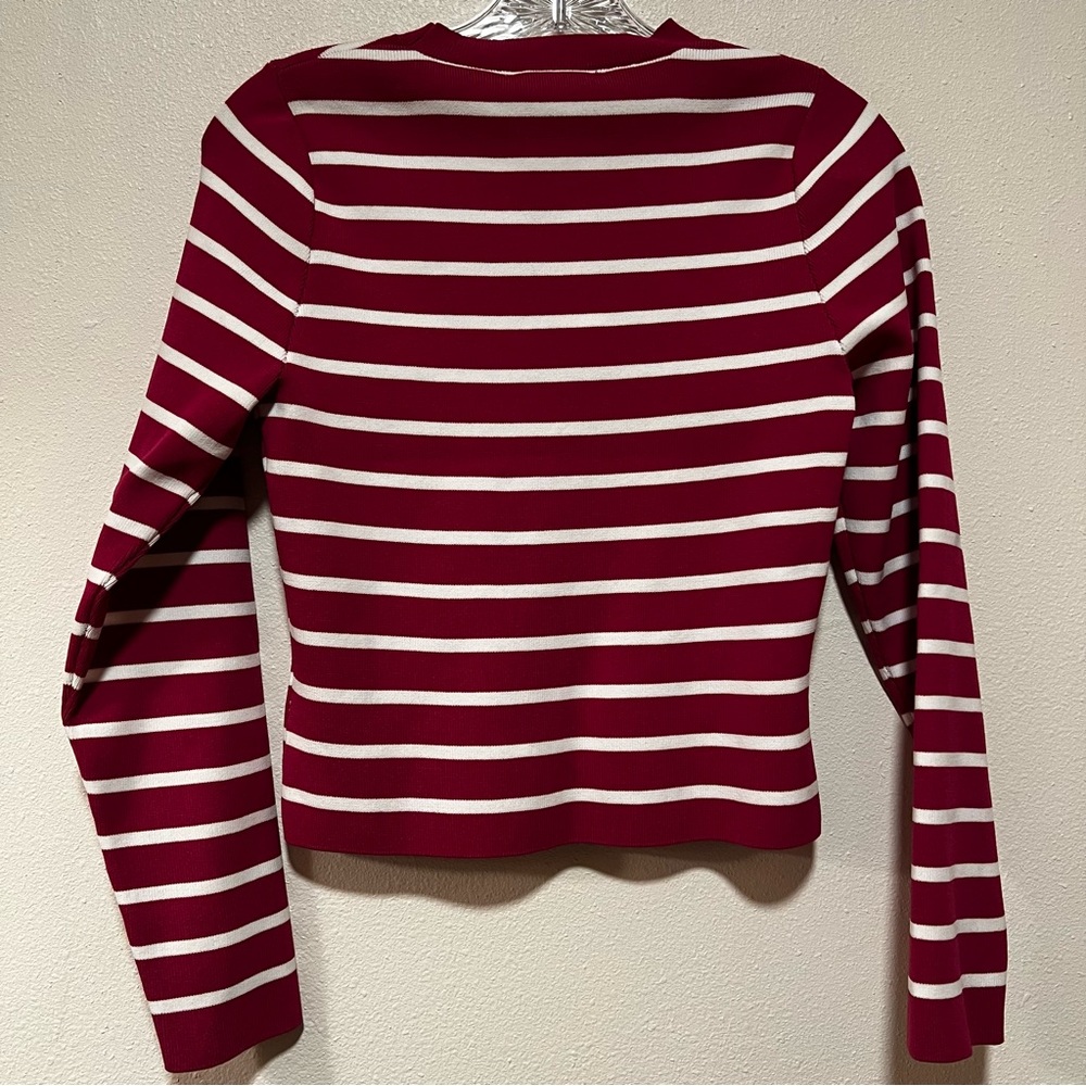 New Happily Grey Long Sleeve Ribbed Striped top Large - Picture 3 of 5